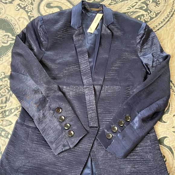 Capulet Navy Blue Satin Boyfriend Blazer NWT Sz M - Picture 11 of 12